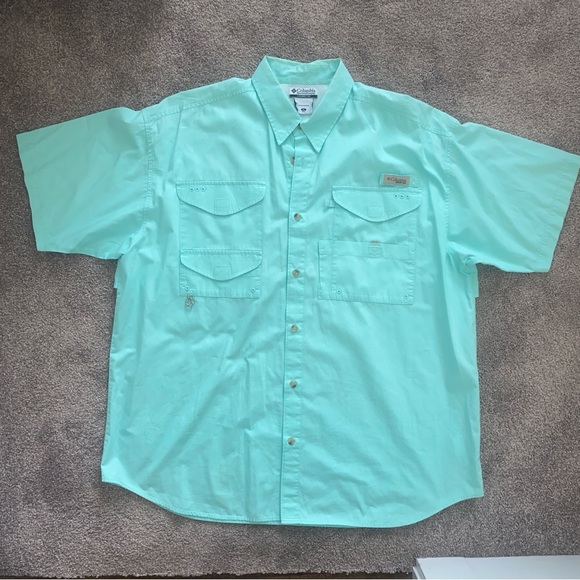 COLUMBIA Men's PFG Super Bonehead Classic Sea Green Short Sleeve Shirt XL - GUC - Picture 3 of 9